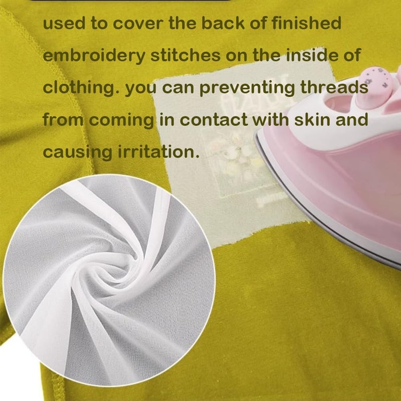 Seneme Soft & Cozy Embroidery Stitch Cover 12" x 12 Yd Fusible Stabilizer for Machine Embroidery Covering Scratchy Stitches (White Light Weight) - Image 4